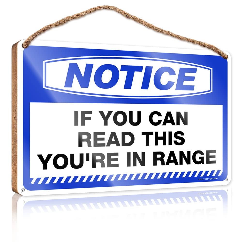 DTHA Funny Room Decor Notice If You Can Read This You'Re In Range Wooden Sign Hippie Decor Home Sign For Front Porch(15X28CM)