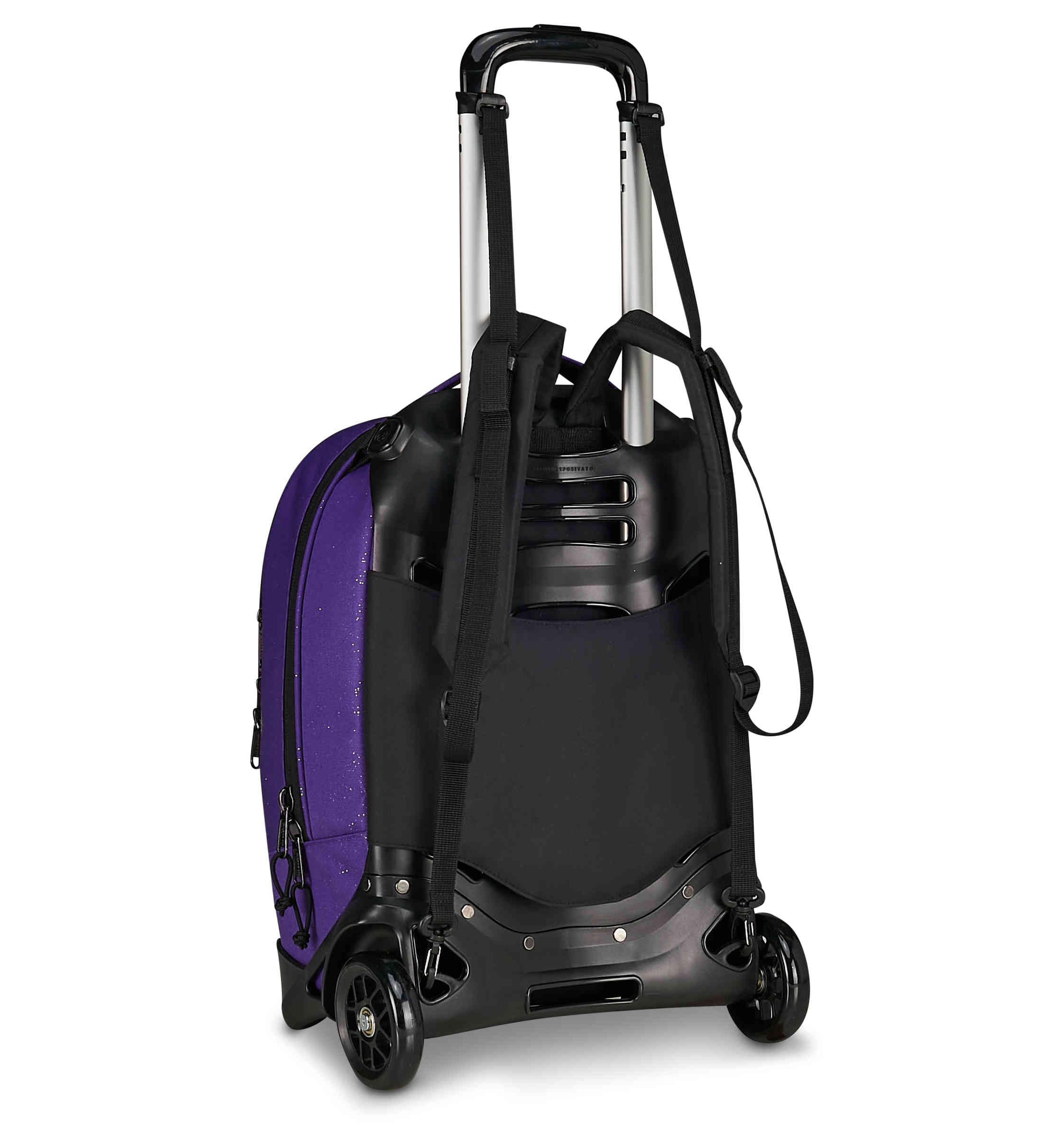 Invicta Trolley Scuola Plug Shine, Viola, 34 L, Effetto brillantini, Doppio Scomparto, Cross-over System, Tasca attrezzata, Scomparto porta pc, Tasca portaborraccia, Scuola media e superiore, Ragazza