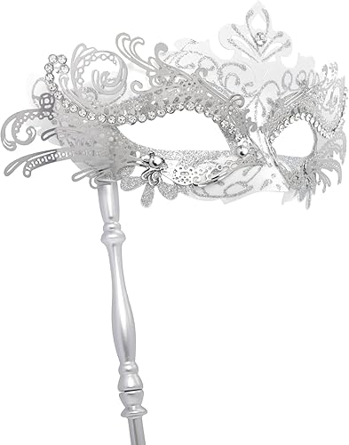 Coddsmz Máscara veneciana con palo, decoración de Mardi Gras para mujer, máscara de disfraz de Halloween