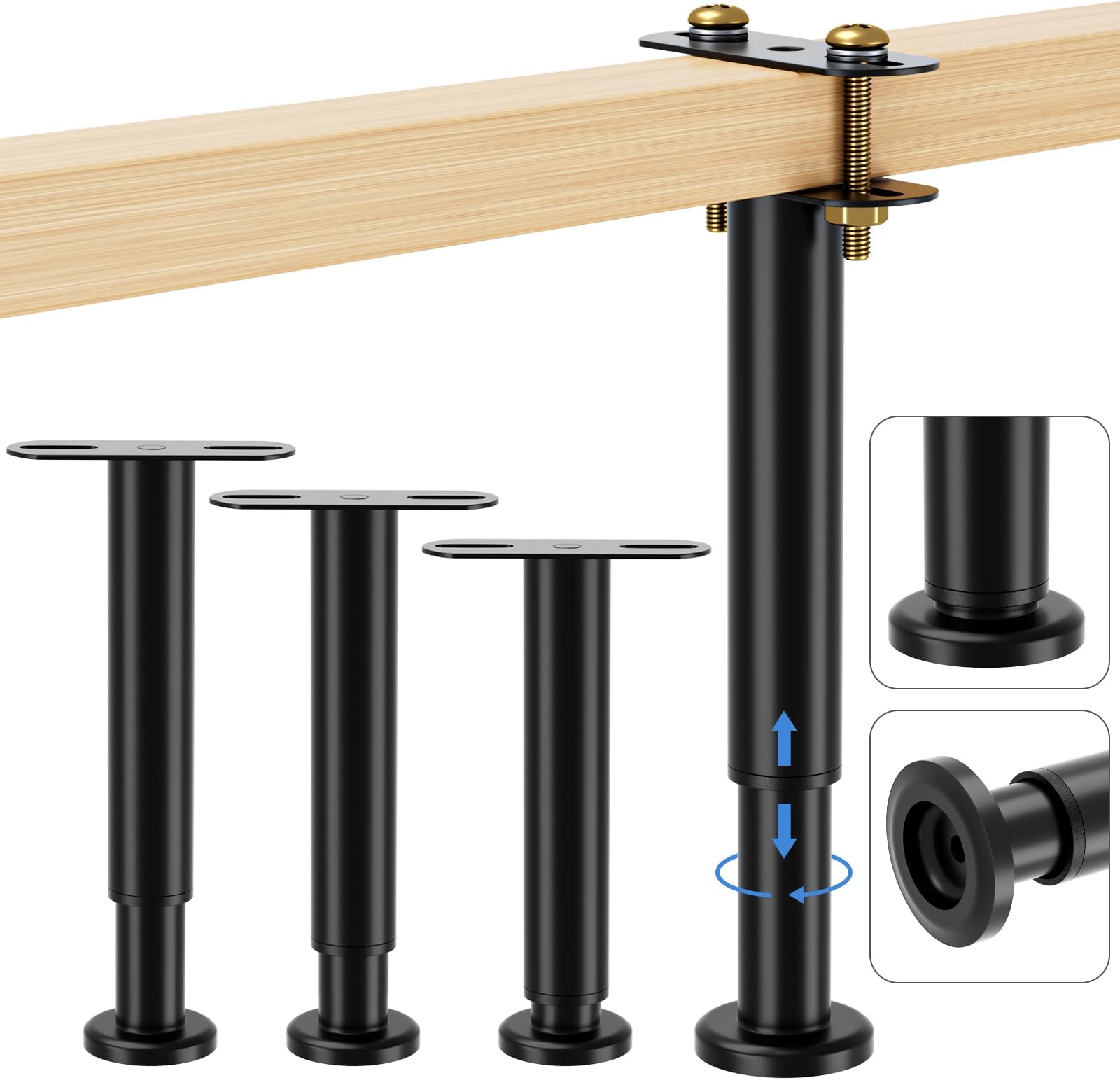 Set Of 4 Adjustable Bed Legs Replacement, Upgrade Under Bed