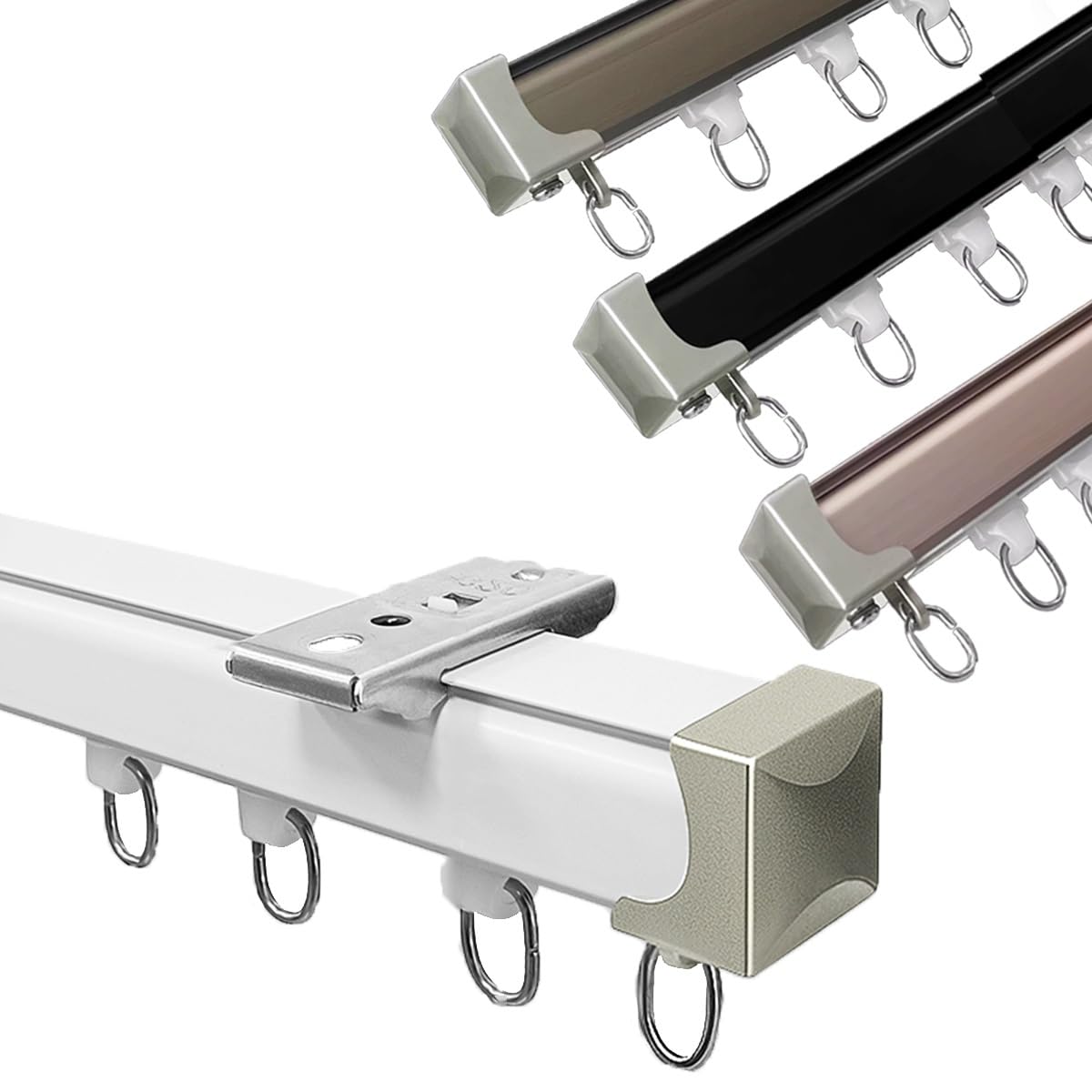 WQPMNYG Aluminum Ceiling Curtain Track Set - 320cm Sliding Room Divider & Shower Curtain Rod, White, & Easy to Install, Perfect for Home & Office Use