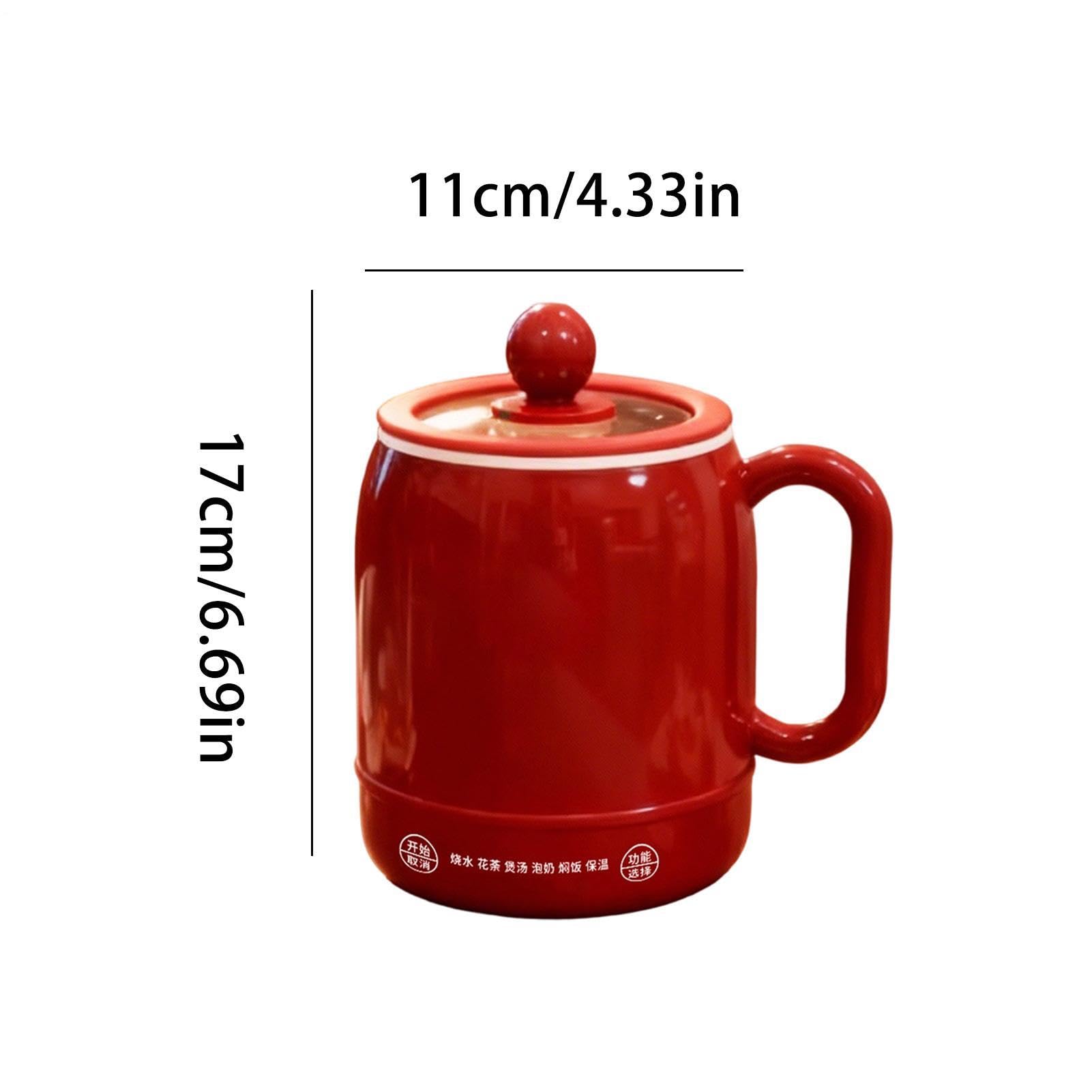 Mały wolnowar 6 w 1, 800 ml, ceramiczny, nieprzywierający, ergonomiczny | Wolne gotowanie garnek do zupy z pokrywką do domu, mieszkania, biura, podróży, na kemping, piknik, jedzenie, owsianka, mleko