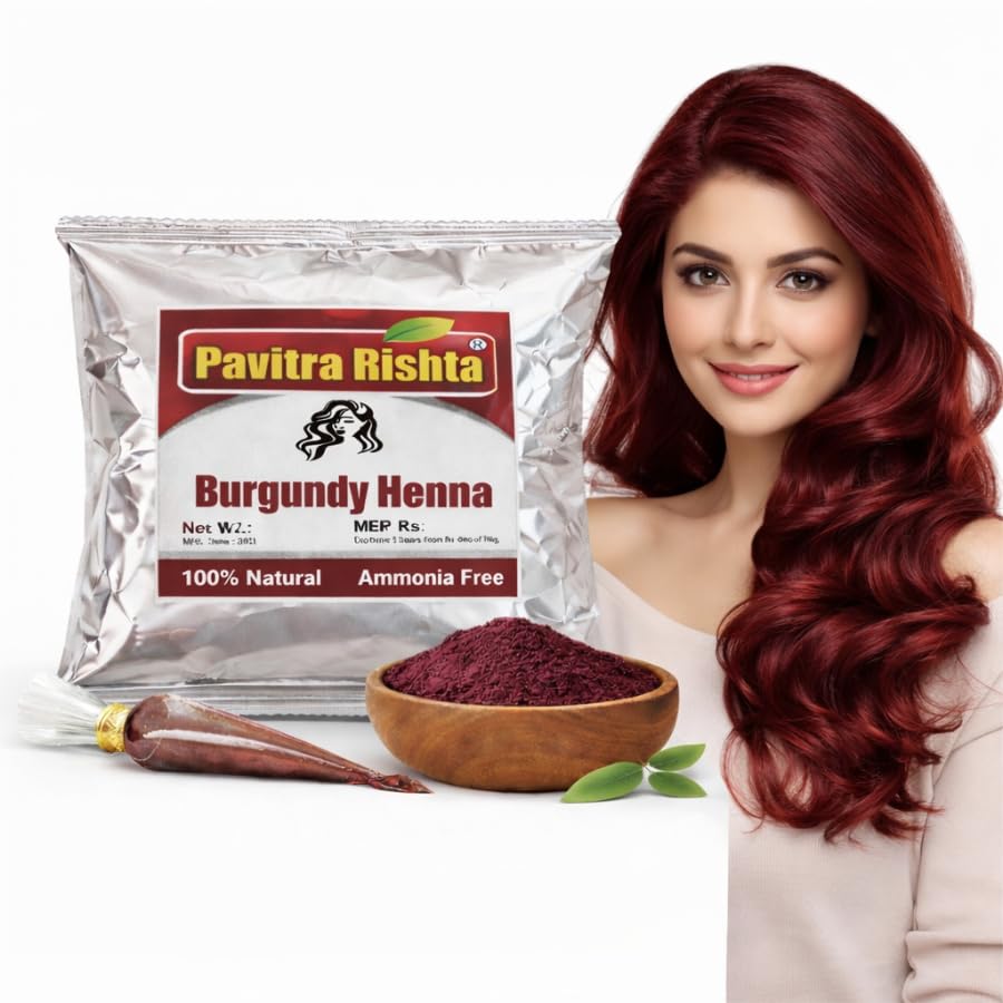 Burgundy Henna Powder 500g | 100% Natural Hair Color | Ammonia-Free Herbal Henna for Rich Burgundy Shade | Long-Lasting Hair Colour, Grey Coverage, Conditions & Strengthens Hair | For Men & Women-image-30