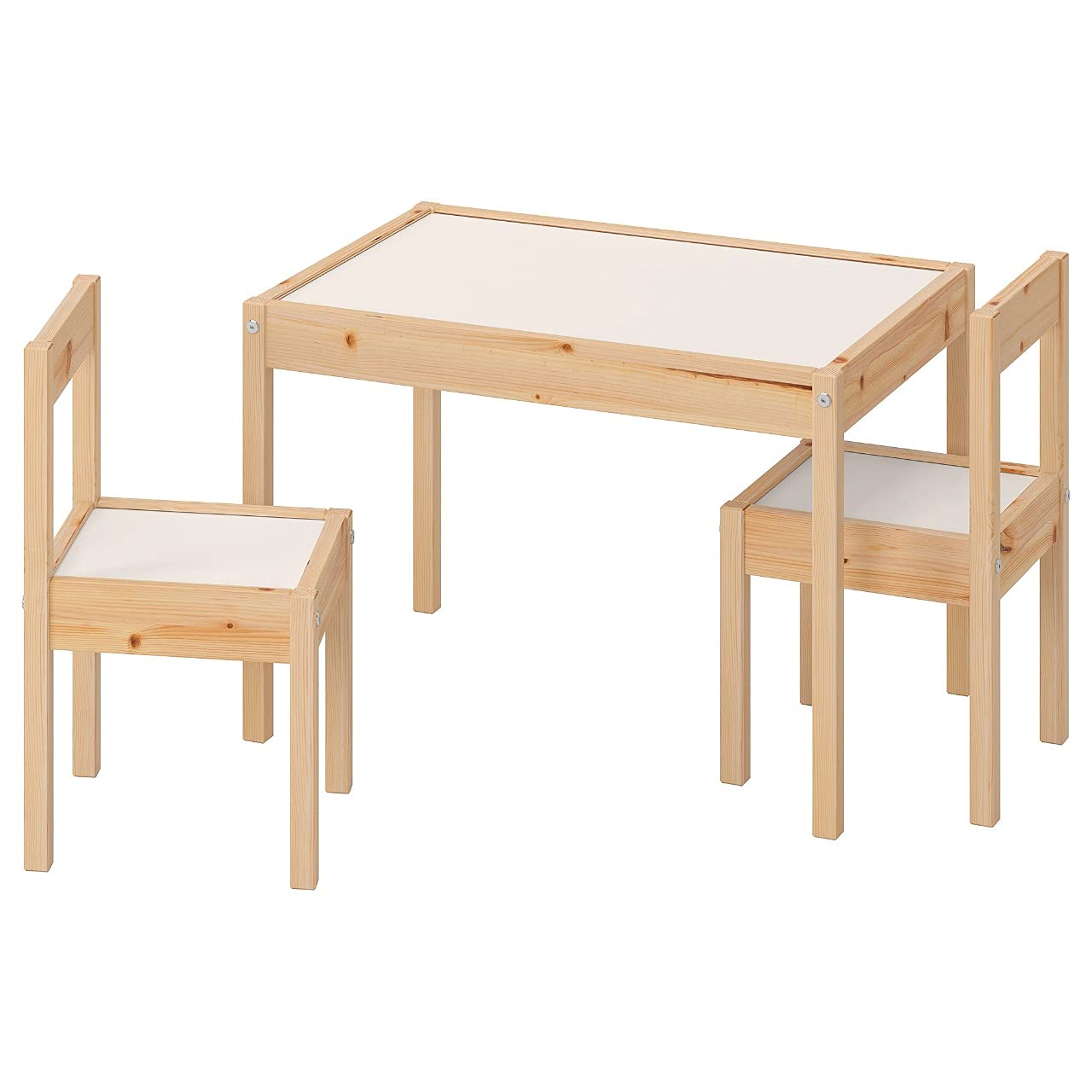 UK1ONE Children's Table with 2 Chairs, Suitable for Small Rooms or Spaces, [White/Pine]