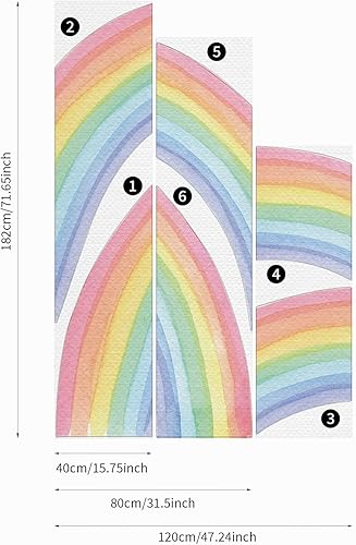 Miniatura 4 de funlife Adhesivos murales de pared grandes de arco iris para despegar y pegar, calcomanías de pared de animales, elefantes, estrellas, nubes,