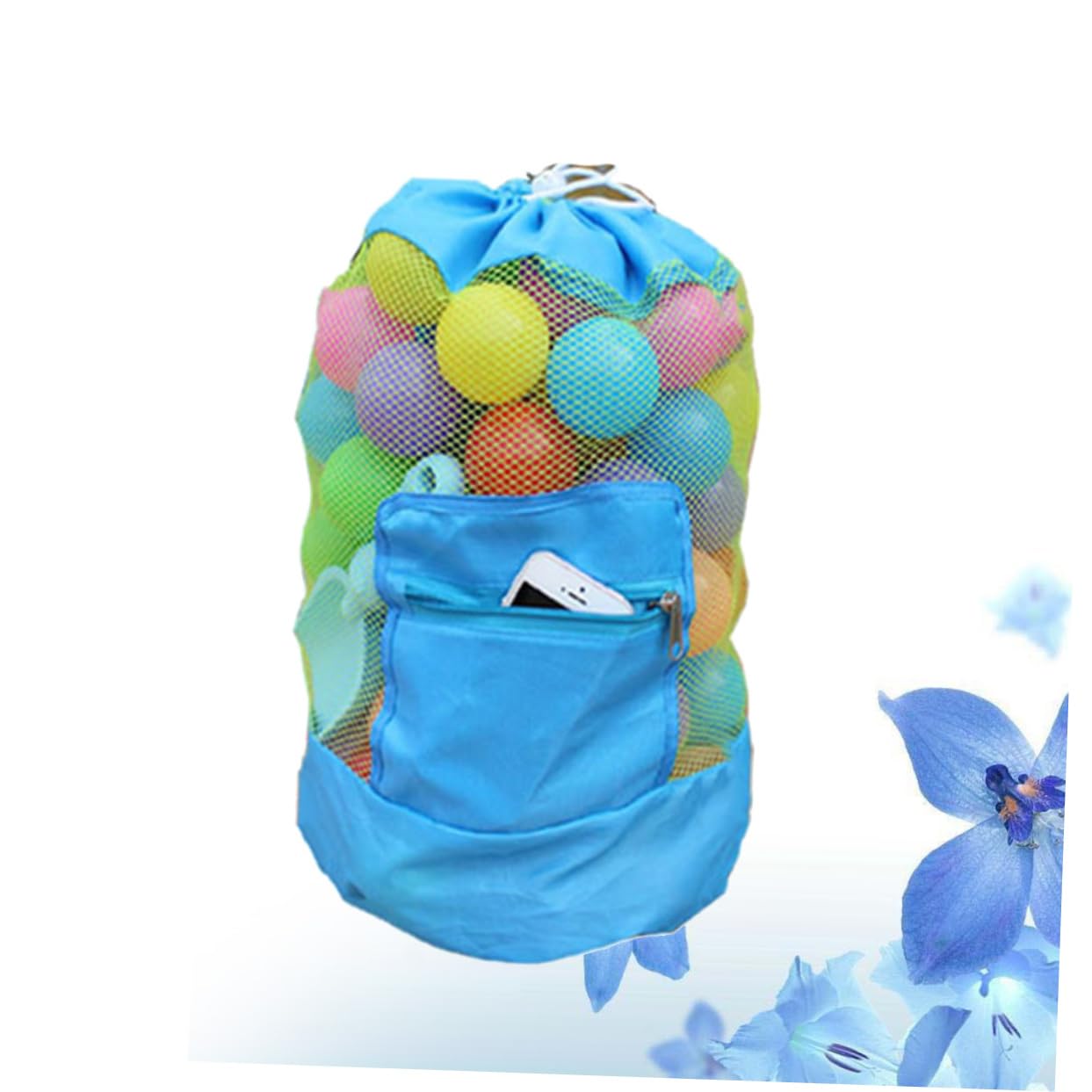 FOYTOKI Mesh Beach Tote Bag for Kids Large Storage Bag Drawstring Beach Toys Handles for Swimming Outdoor Activities