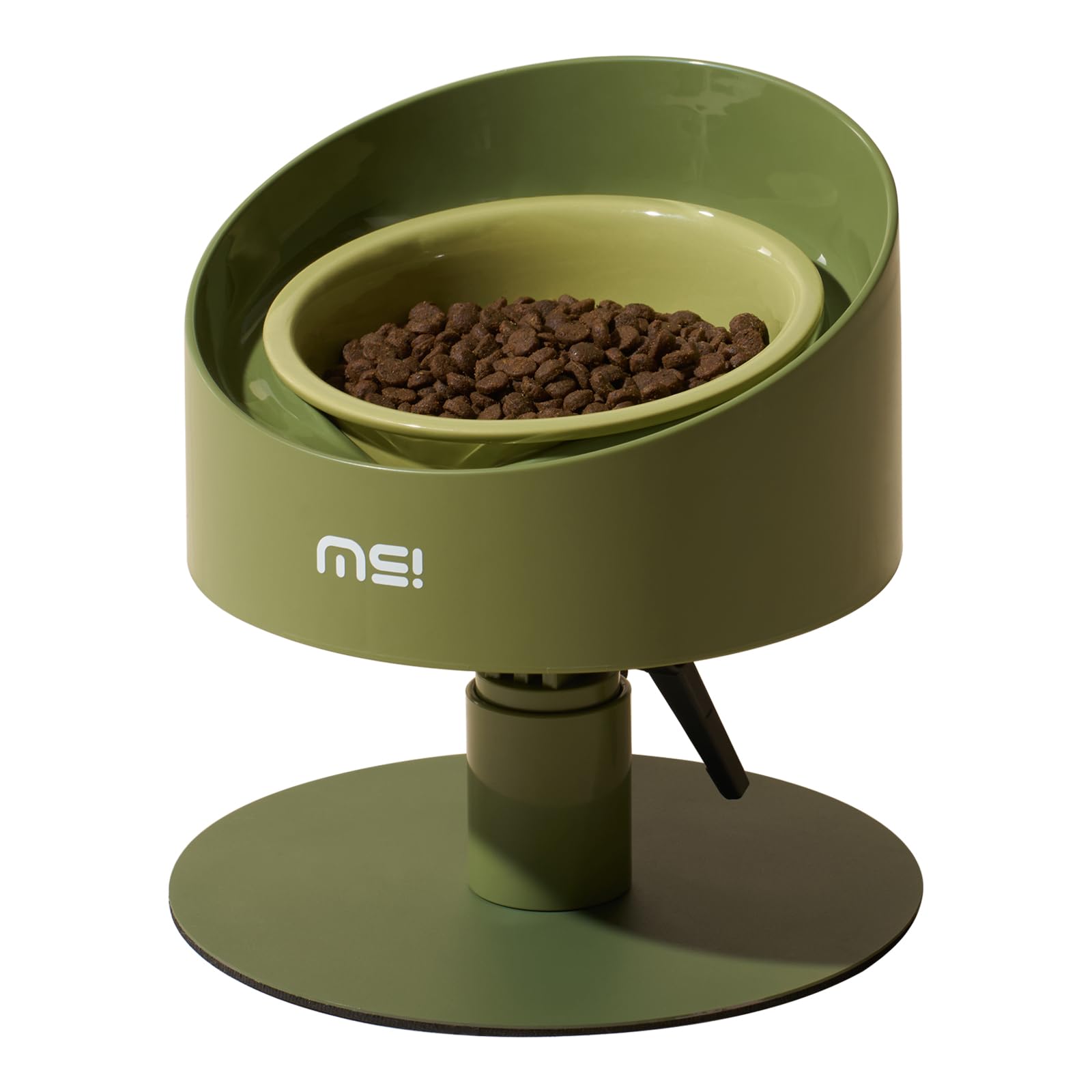 MS!MAKE SURE Adjustable Raised Cat Bowls, Ceramic Elevated Cat Bowls, Pet Bowl with Anti - Slip Rubber Pad, Leak - Proof, Lead & Cadmium Free, Whisker