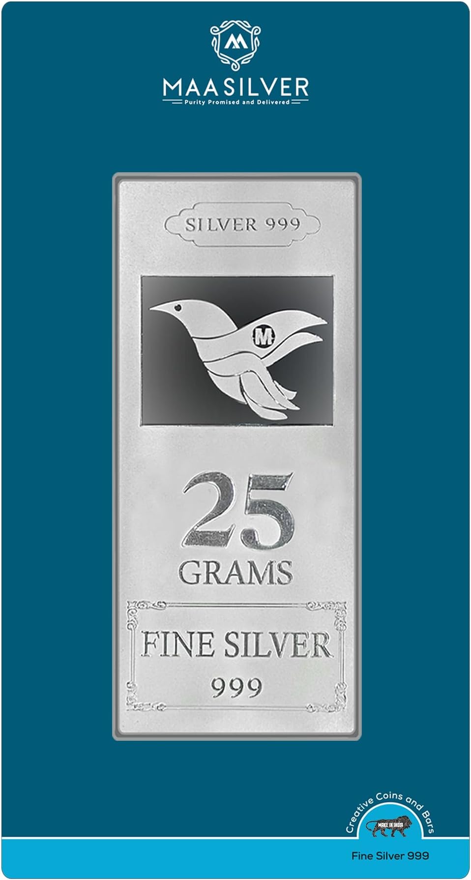 Pure Silver BIS Hallmarked Bar/Lagdi with Bird Impression Perfect for Gifting Investment (999 Purity)