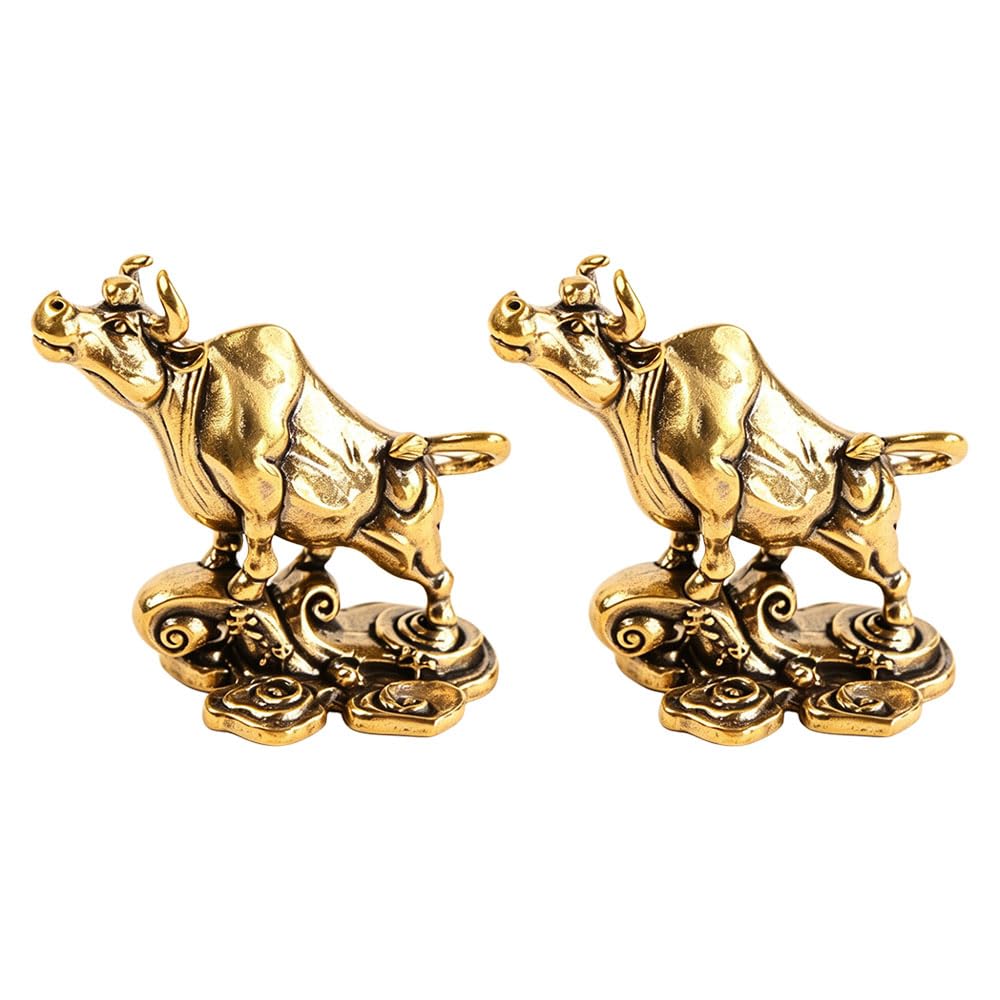 Jehoshaphat Aurichalceous 2Pcs Soaring Pose Animal Figurine, Dynamic Wing Spread Sculpture Ornament For Tabletop Cabinet Indoor Space Decoration