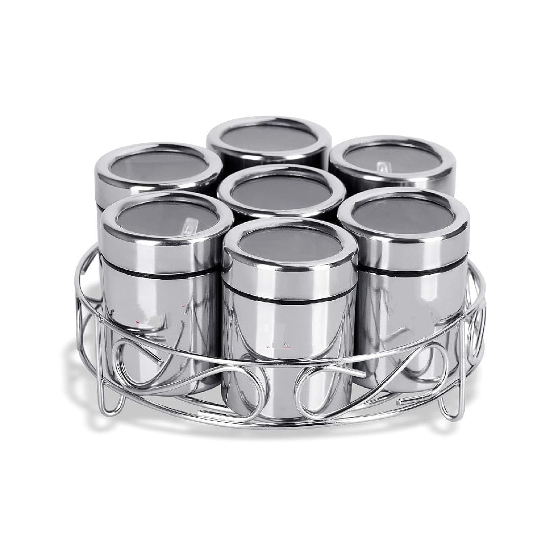 ATROCK 7Pcs Stainless Steel Masala Dabba|Spice Container|Kitchen Jars And Containers|Storage Container|Masala Dani With 7P...