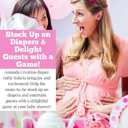 Miniatura 5 de AmandaCreation - Boletos para rifas de pañales de copo de nieve rosa y plateado para baby showers, 20 tarjetas de inserción de doble cara de 2 x 3