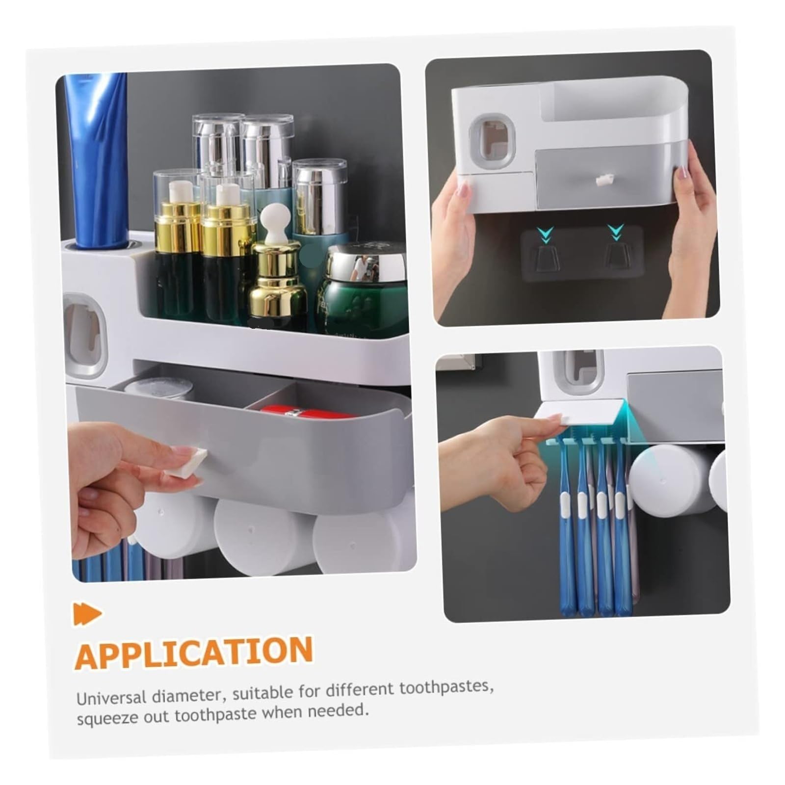 Portacepillos de Dientes Soporte for cepillos de Dientes montado en la Pared, Tazas, Organizador baño Que Ahorra Espacio Vaso de Enjuague bucal Reutilizable