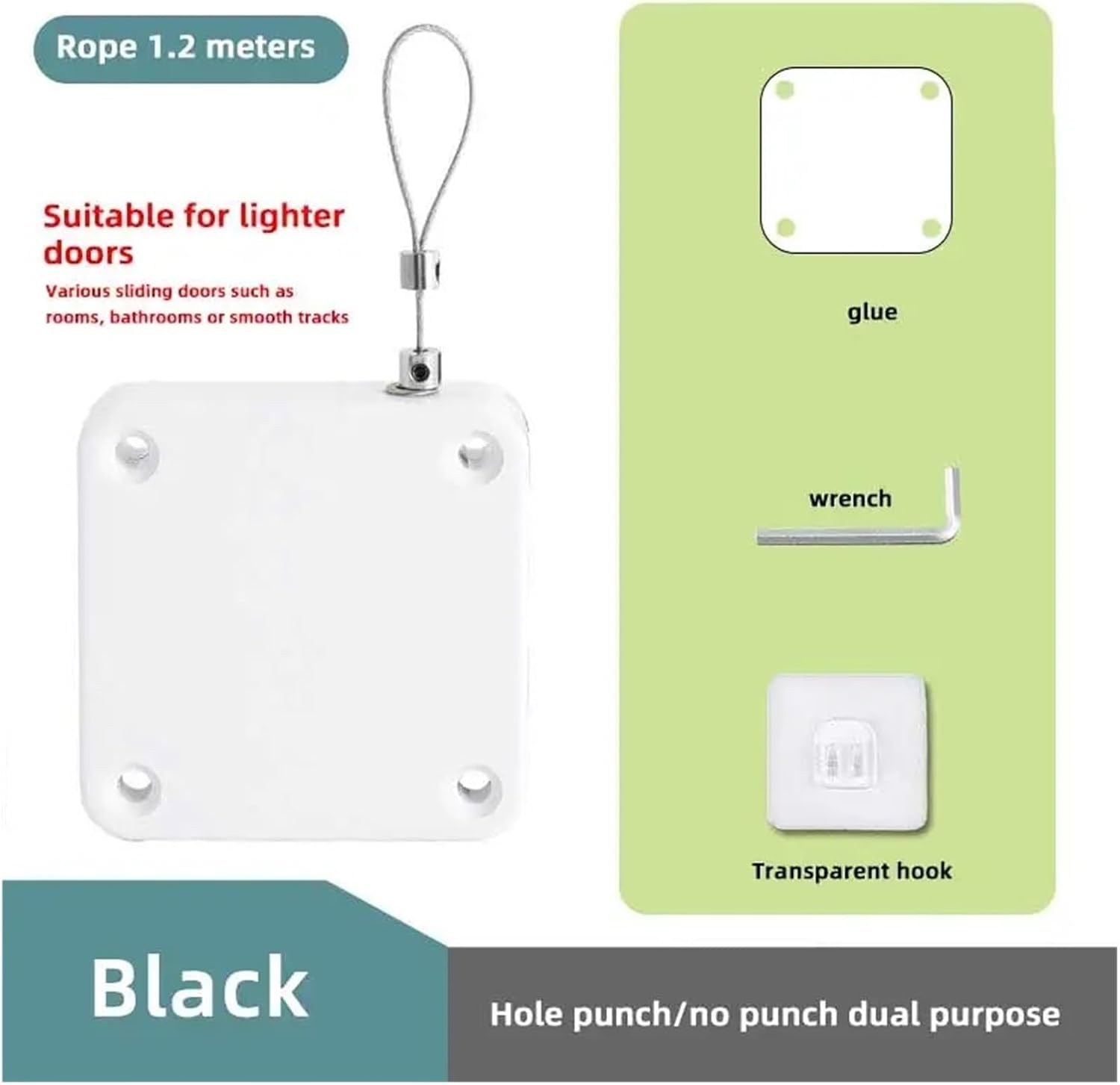 Automatic Door Closer, 4PCS Automatic Sensor Door Closer Punch-Free Adjustable Surface Door Stopper Automatically Close Door Bracket Closer Home Improvement(White 800G Pull)