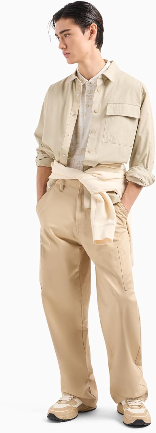 Armani Exchange Men's Regular Fit Cotton Jersey Printed All Over Logo Polo