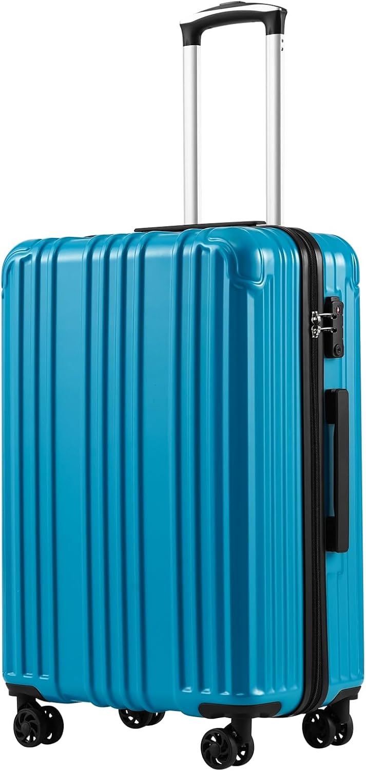 COOLIFE Hard Shell Suitcase Rolling Suitcase Travel Suitcase Luggage Carry on Luggage PC+ABS Material Lightweight with TSA Lock and 4 Wheels (Turquoise Blue, L(76cm))