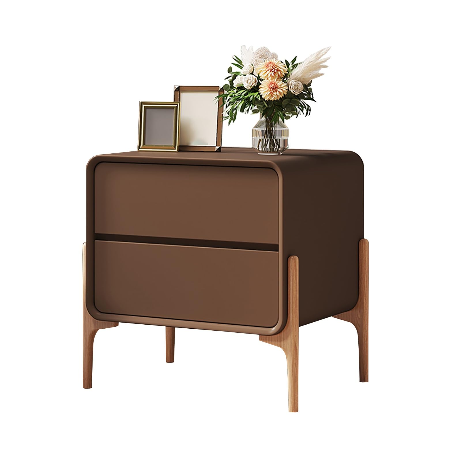 Table de Chevet contemporaine marron 45x40x50cm avec tiroirs de rangement