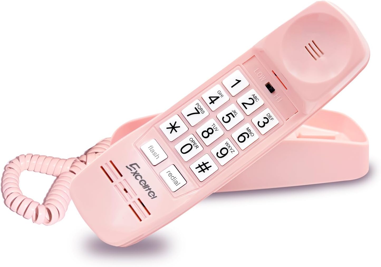 Retro Corded Landline Phone, Vintage Wall Mount & Desk Telephone - No Power Required, Emergency Use, Big Button for Seniors/Elderly with Loud Ringer & Flashing Light, Clear Sound (Pink)