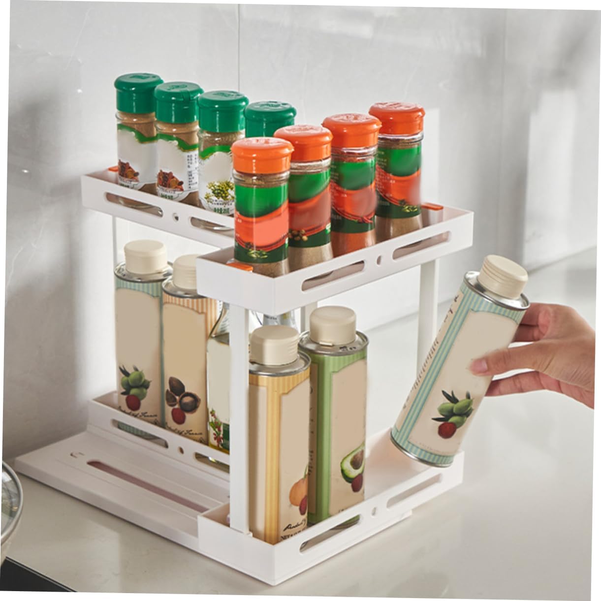 Pull-out Storage Rack Sink Worktop Pullout Pull Out Spice Rack Organizer Cabinets Pull Out Kitchen Storage Kitchen Cabinet Organizers Racks Counter Adjustable under White Abs