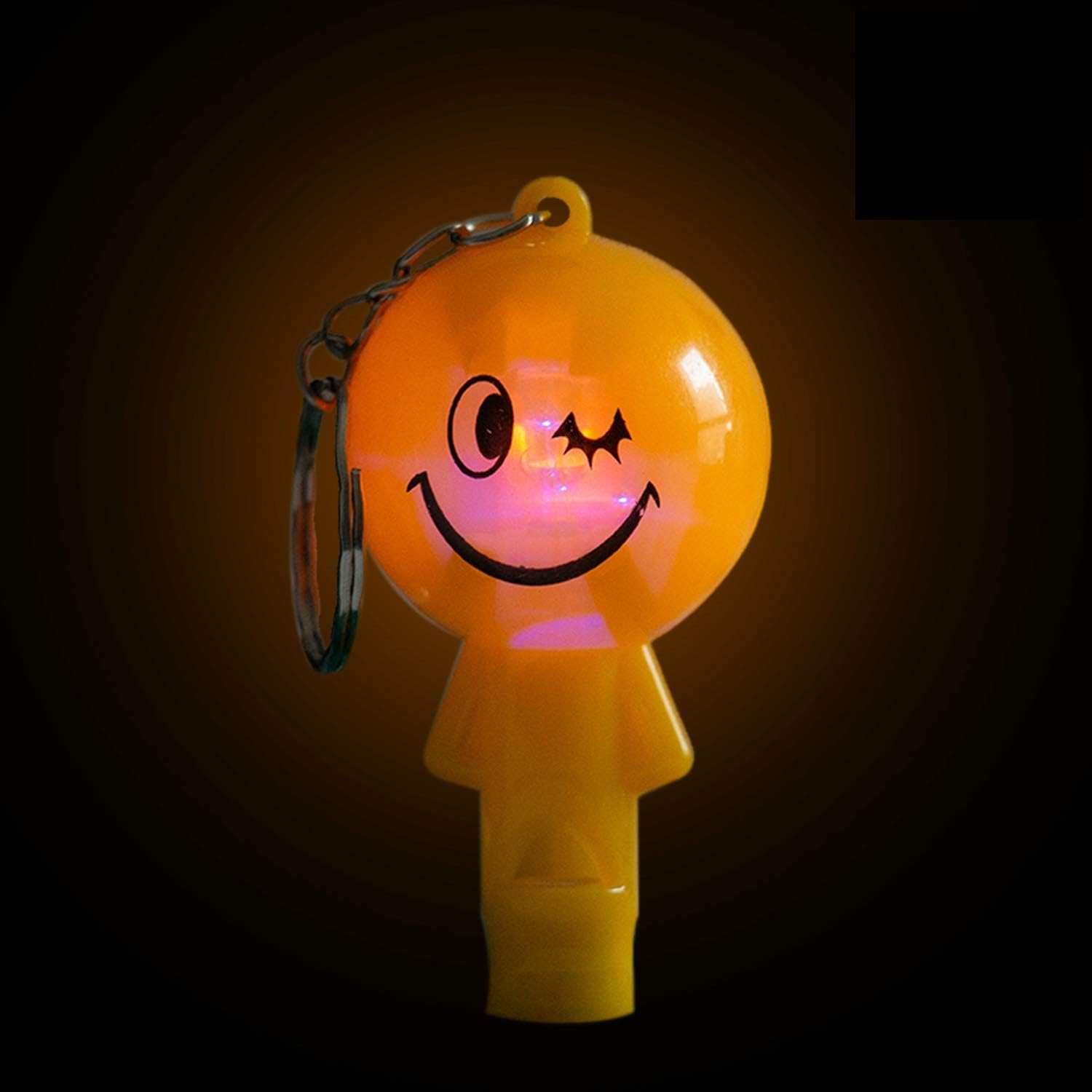 Lumistick LightUp 2 Inch Smiley Whistle Keychain Small