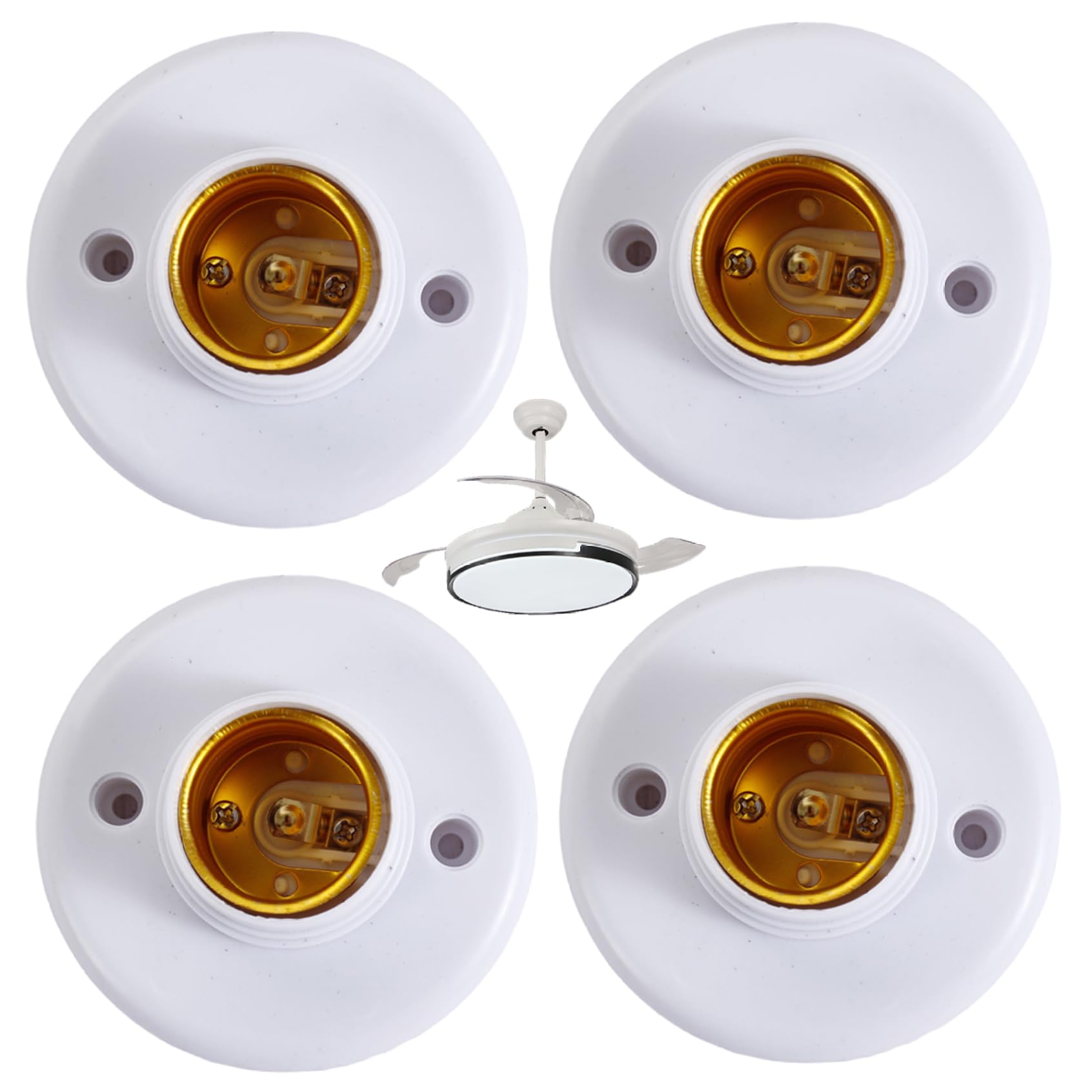 Vistnale Light Bulb Socket|4Pcs Light Bulb Socket, E27 Round Plastic Lamp Holder, Holder for Wall Ceiling