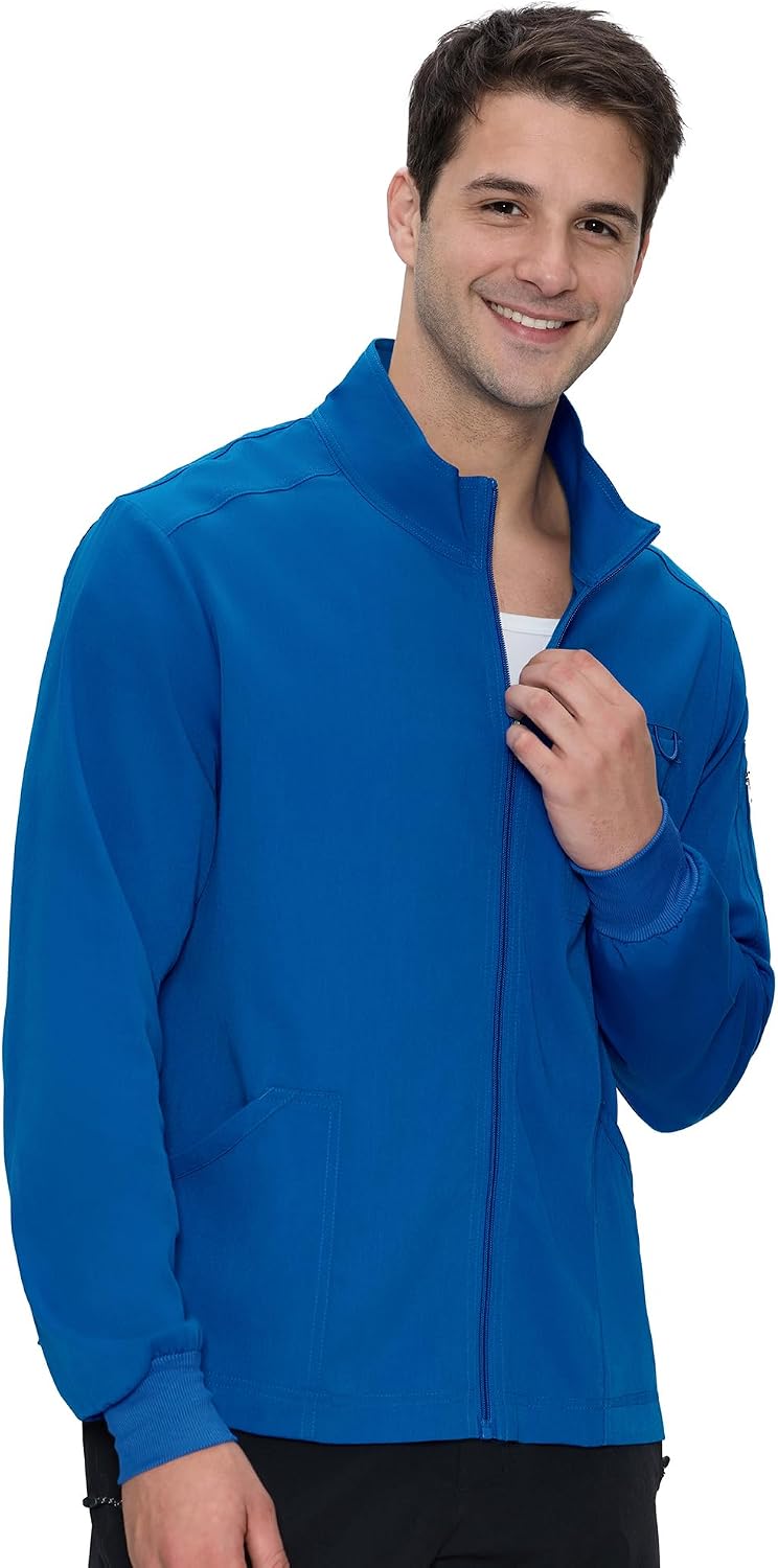 COZYFIT Scrub Jacket Men, Zip Front Men's Medical Jacket image 3