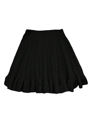 Verdusa Women's Cable Knit Ruffle Skirt A Line Short Sweater