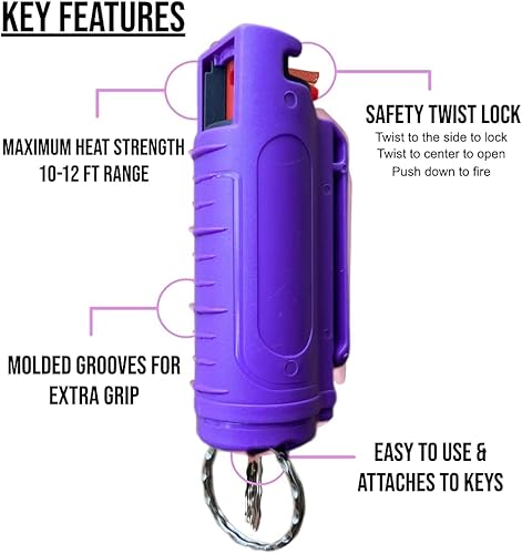 Miniatura 7 de Llavero de liberación rápida con spray de pimienta OC de fuerza policial para un fácil transporte y acceso rápido para un agarre más preciso y más