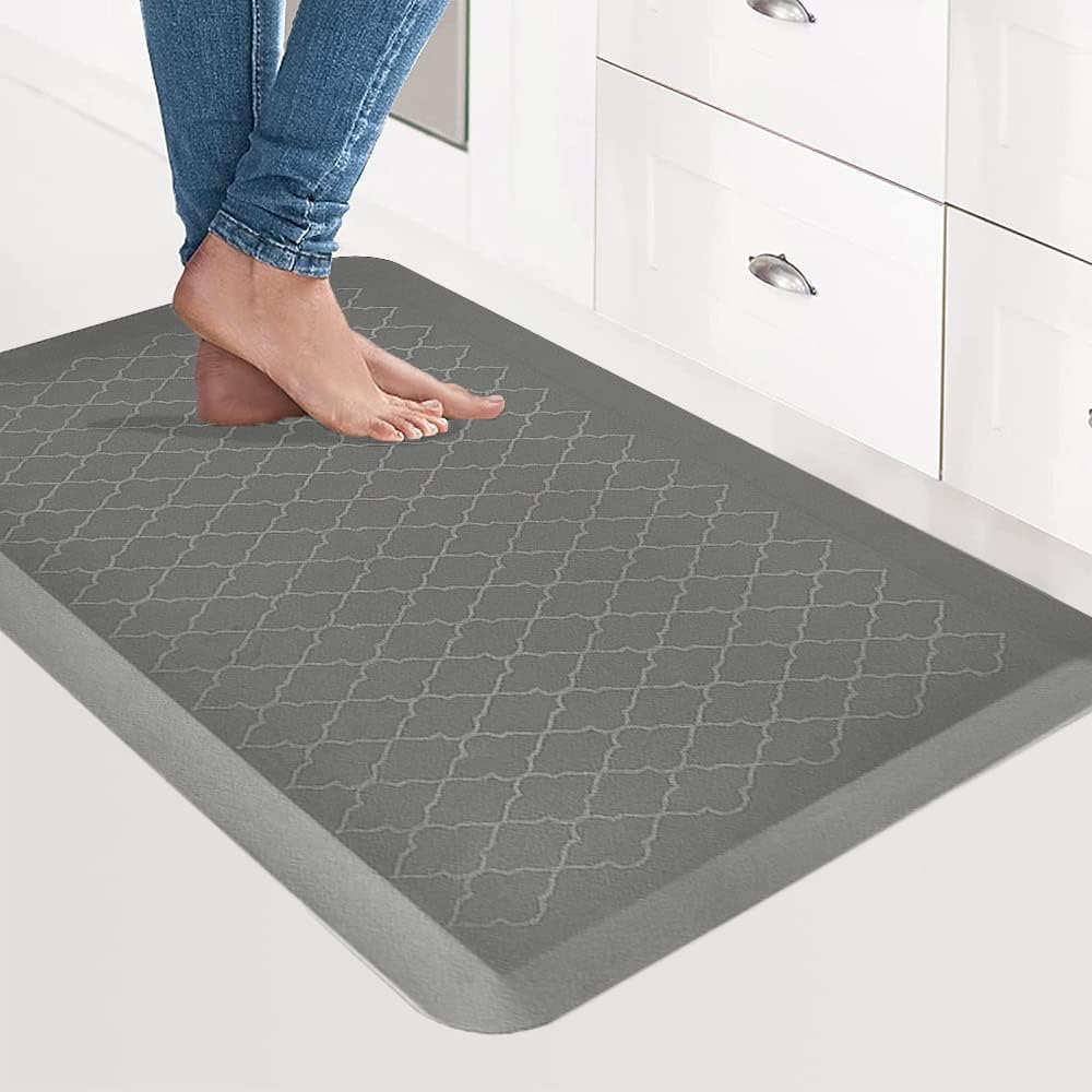 TurtleGrip Anti Fatigue Mat for Kitchen Floor, Durable Standing Desk Mat, Comfortable for Kitchen, Home, Office & Garage 100x52x1.8 cms (Grey-Design).