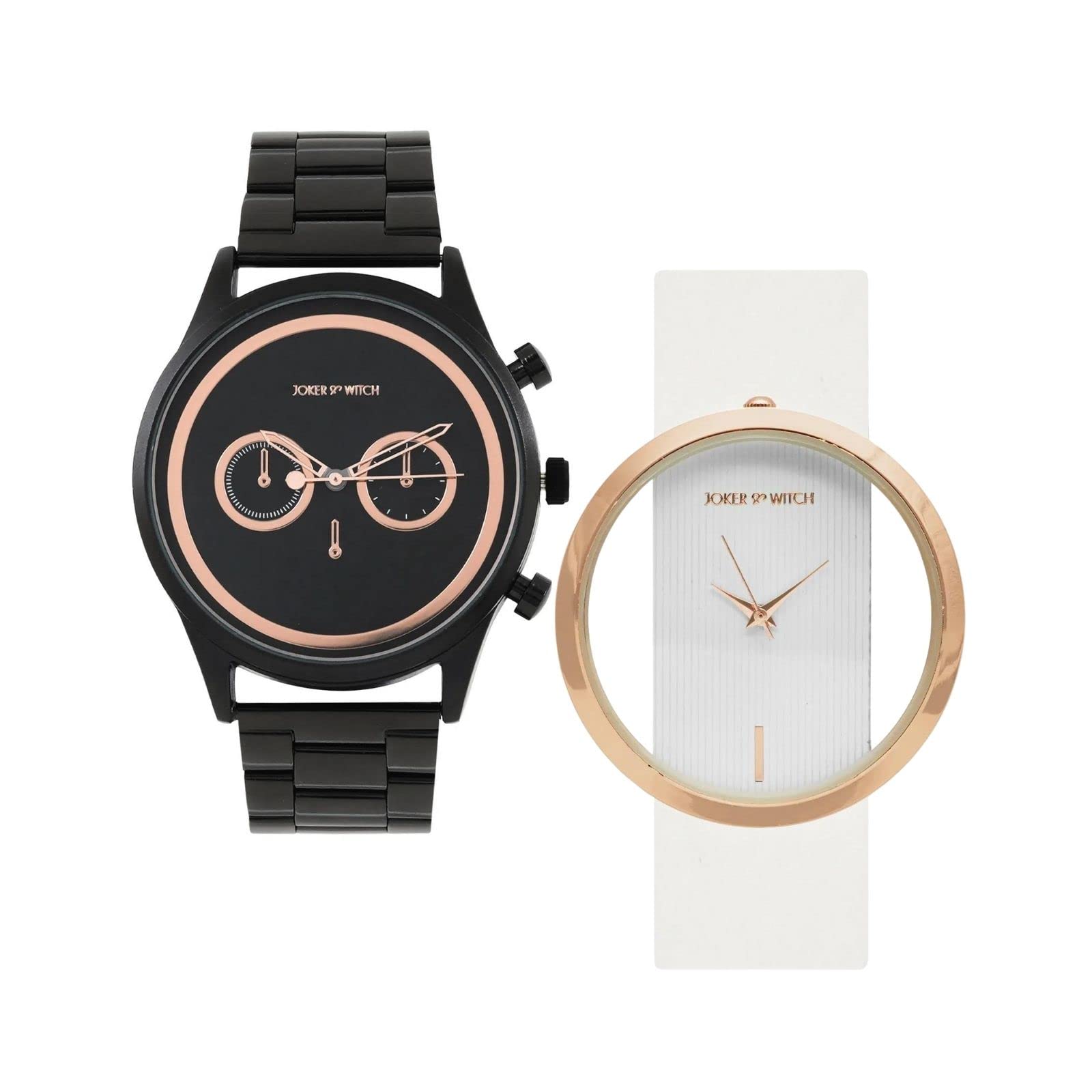 Joker & Witch Stainless Steel Devi & Paxston Couple Analogue Watches, Black Dial, Black Band (B0BVB4W5Z3) Amazon Price History, Amazon Price Tracker