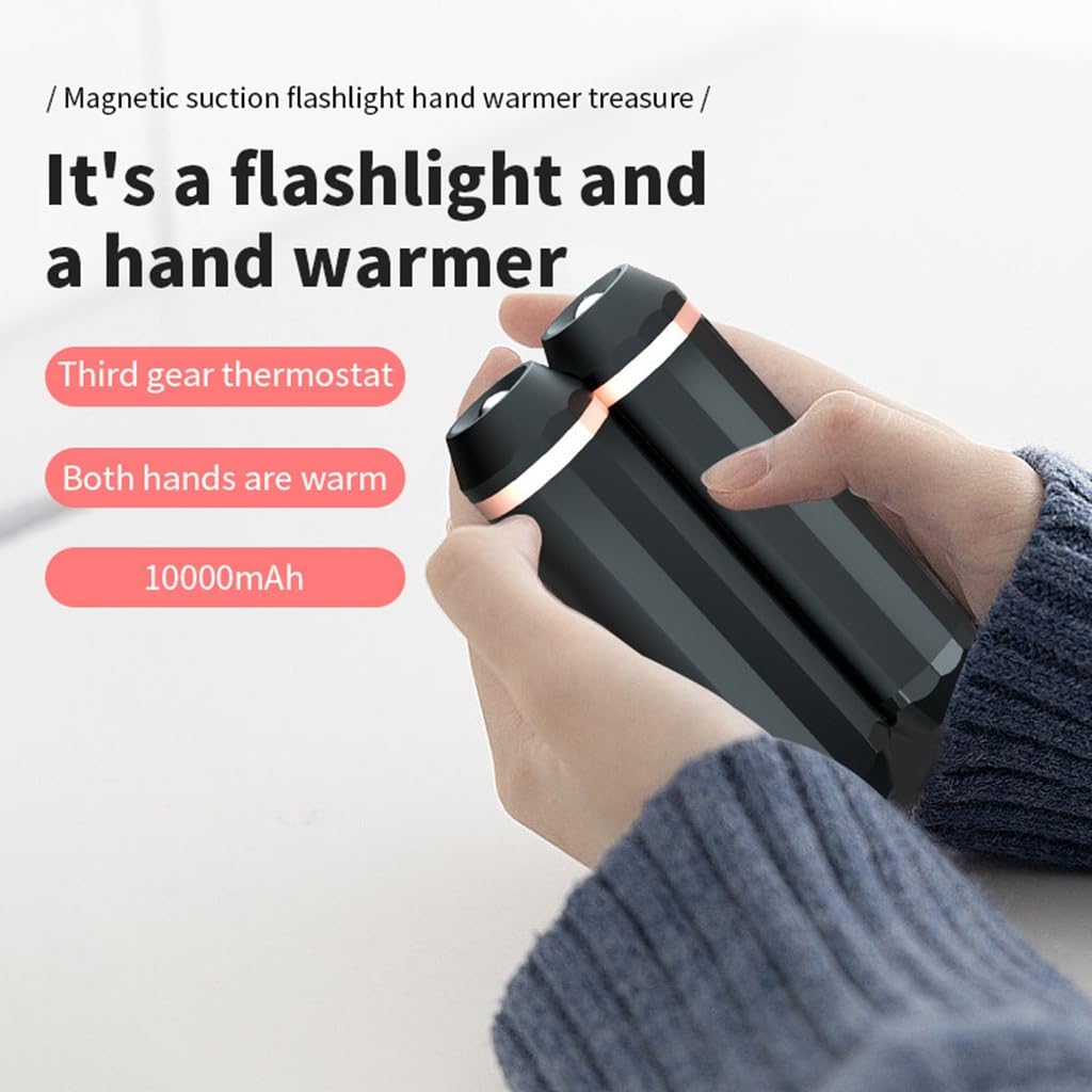 Calentador de manos recargable, actualización de calentador de manos USB recargable magnético 2 en 1, calentador de bolsillo de calentamiento de clase 3, adecuado para mujeres y hombres