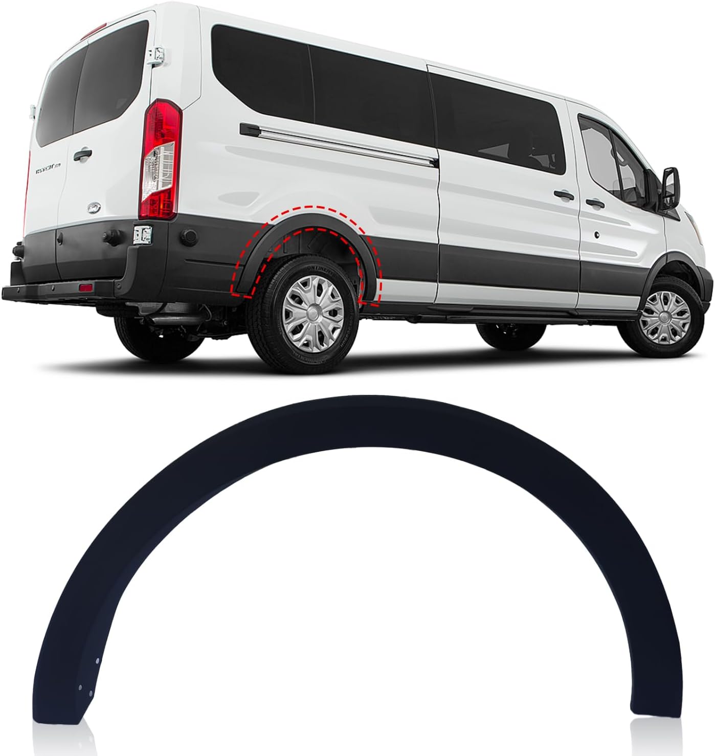 Rear Right Fender Flare Trim Wheel Arch Molding for Transit 150 250 350 2015-2023 Accessories, Replace OEM # CK4Z61280K96AC, FO1791121, Passenger Side, 1PC