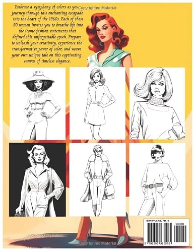 60S Fashion Coloring Book: 50 Vintage Stylish Outfits To Color For Teen Girls And Adult Women For Relaxation And Stress Relief #TOP1