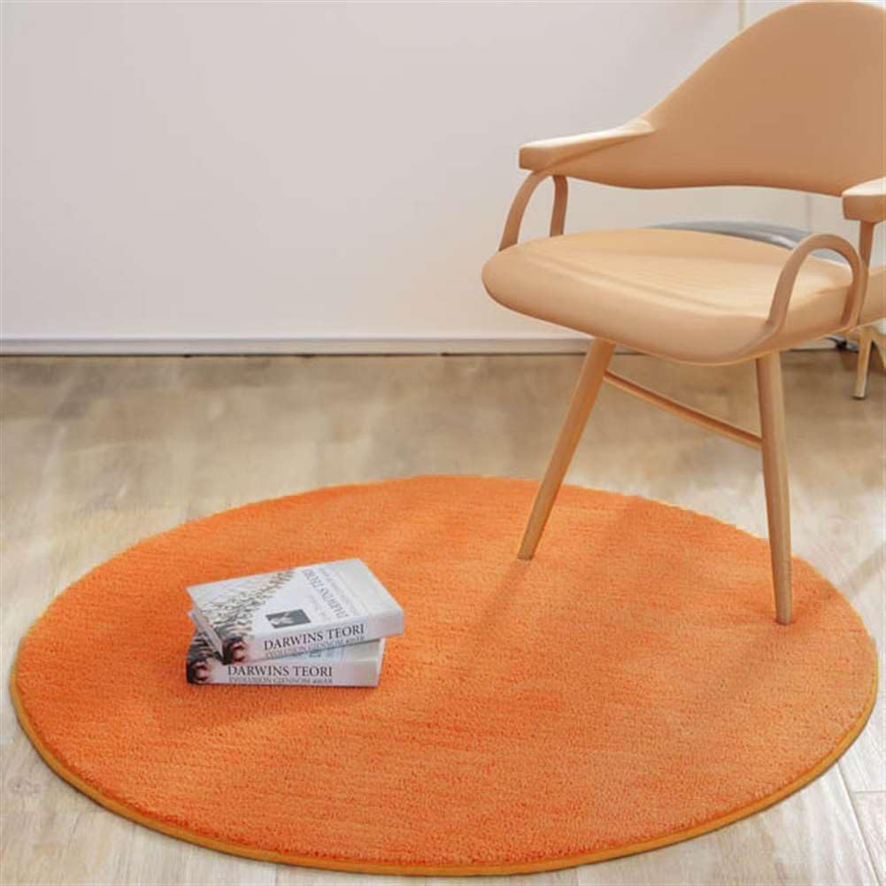 Reyox Soft Plush Office Chair Mat, Non Slip Round Area Rug for Office Home, Absorbent Carpet for Nursery Orange 2.6 Feet