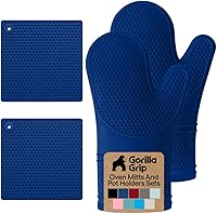 Vista 28 de GORILLA GRIP - Juego de guantes de horno de silicona suave sin BPA, guantes de cocina resistentes al calor e impermeables, forro de algodón grueso