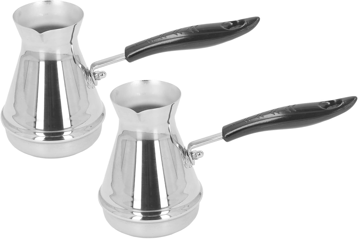 2PCS Turkish Coffee Pot, Stainless Steel Stovetop Coffee Maker, Long Handle Pour Over Kettle for Turkish Coffee Milk Butter Heating, Dishwasher Safe with Hanging Hole (650ml)