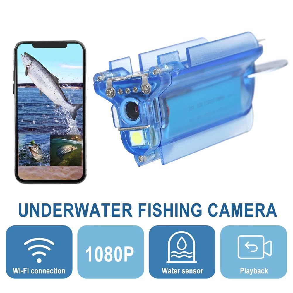 Telecamera Subacquea Wireless da Pesca 1080P, Videocamera con Fishfinder Wi-Fi e Registrazione Tramite App e
