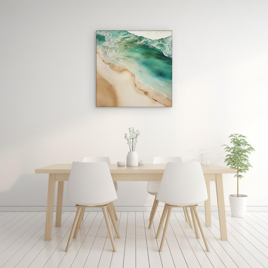 Canvas for Living room. Serenade of Sands and Tides An Abstract Coastal Reverie, 27 x 18 inch Canvas Wall Art - Contemporary Masterpieces - Modern Home Decor