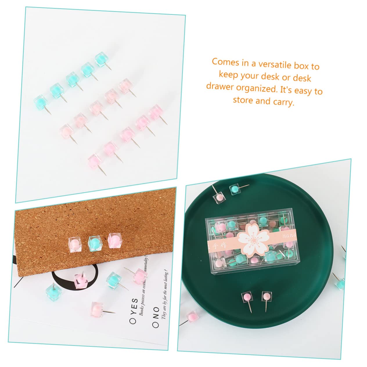 Ciieeo 120piezas Chinchetas De Color Dulce De Pinchos Cuadrados para Fotos Tableros De Anuncios y Mapas Suministros para Mensajes Almacenamiento Organizado