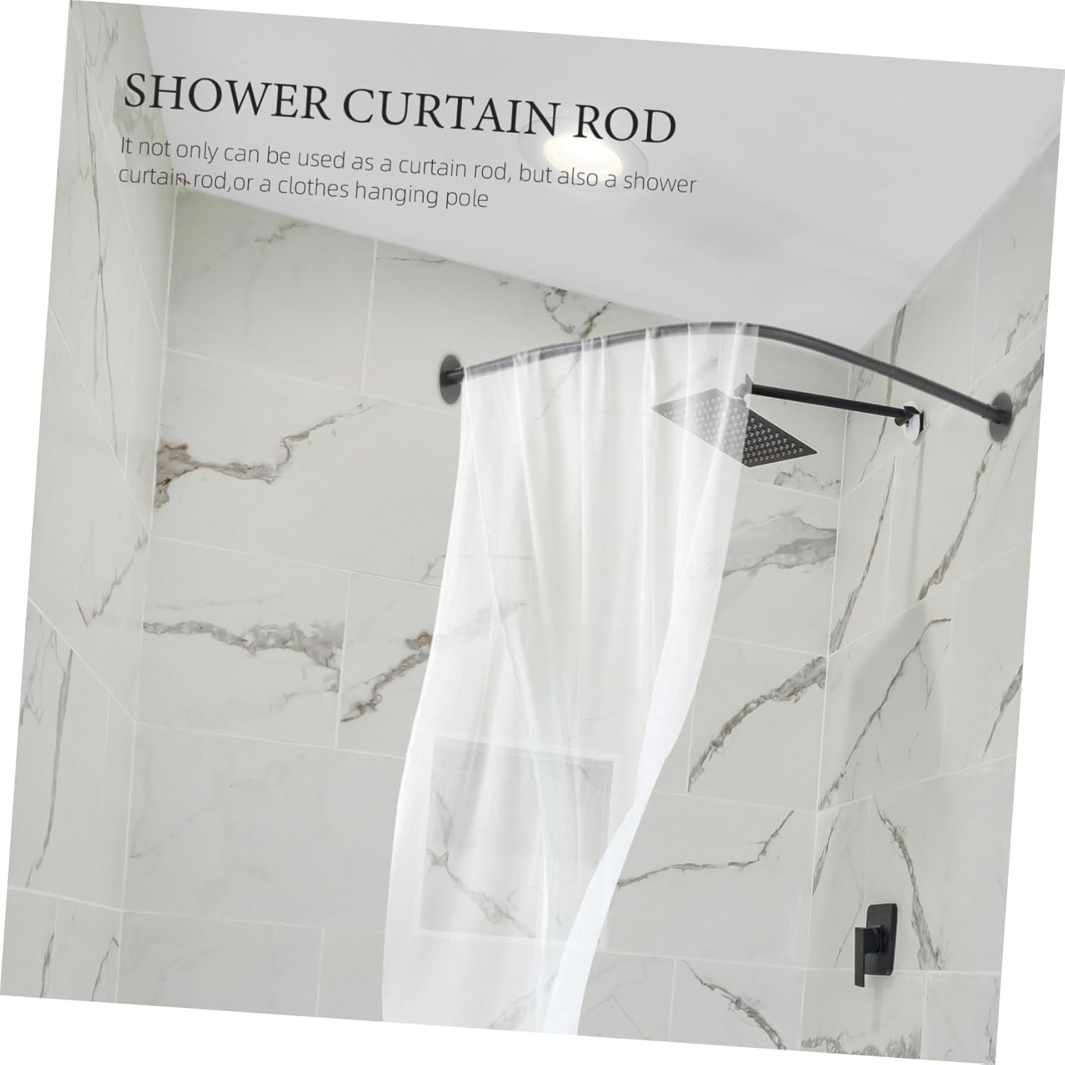 Mobestech Adjustable Curved Tension Curtain Rod Telescoping Shower Curtain Rod Design Easy Installation for Bathrooms and Closets No Damage to Walls