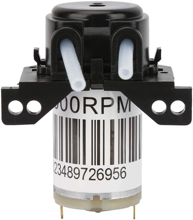 Peristaltic Pump, Dosing Pump DC 6V DIY Peristaltic Miniature Silent Peristaltic Pump Self-Priming Pump (No plug-6V Right Angle Black)