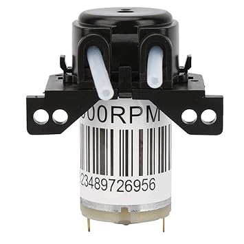 Peristaltic Pump,Dosing Pump DC 6V DIY Peristaltic Liquid Pump Miniature Silent Peristaltic Pump Self-Priming Pump(No plug-6V Right Angle Black)