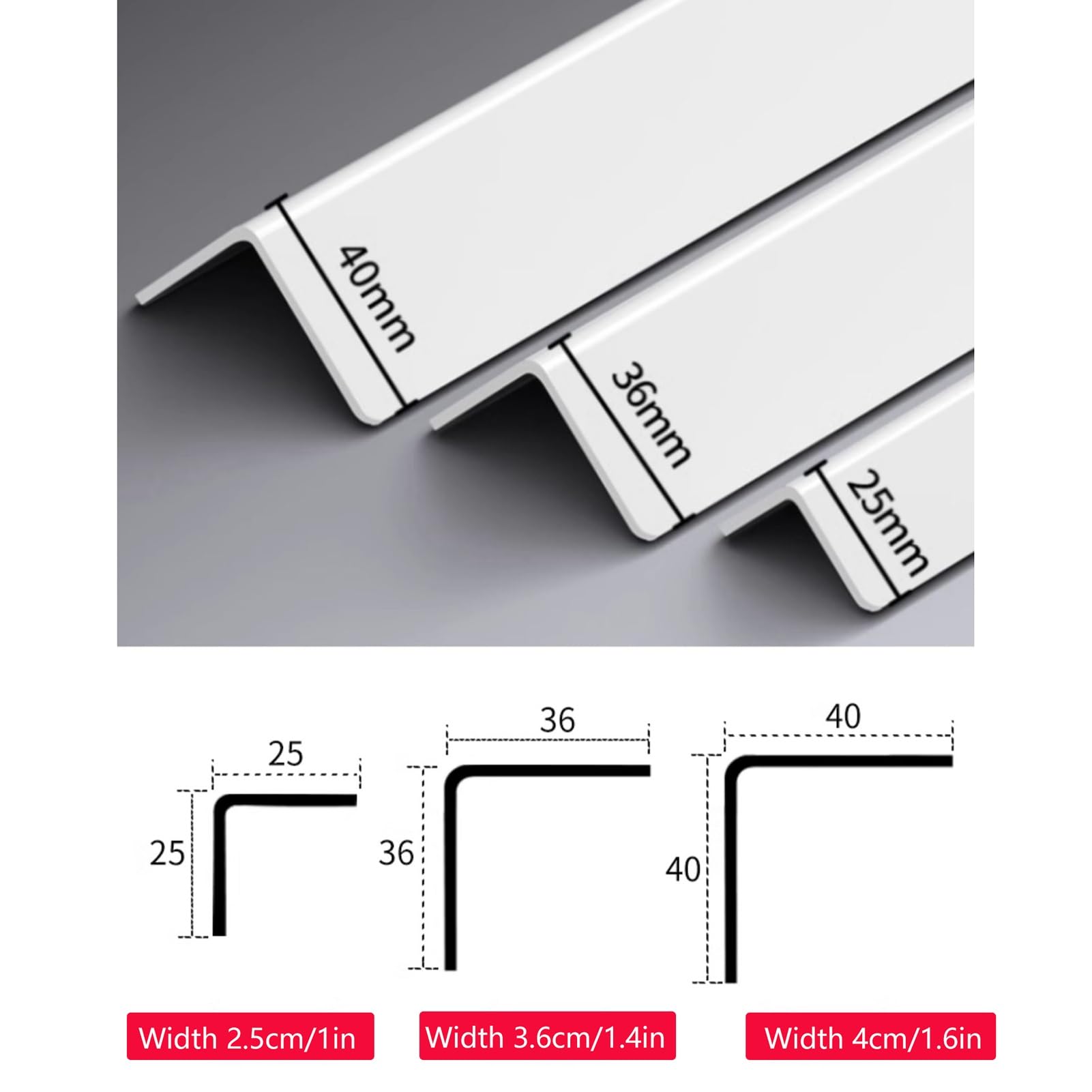 Wand-Eckenschutz, Eckschutzleiste aus PVC for die Wand, mehrfarbig, mehrere Größen(White,4x150cm/1.6x59in)