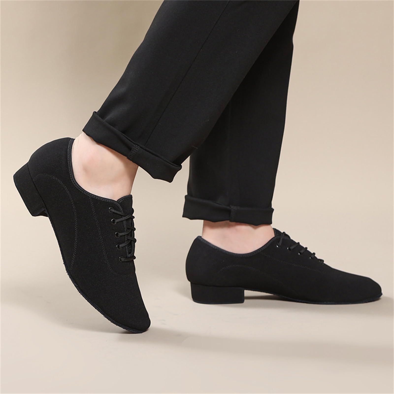 Zapatos de Baile de Salón para Hombre Suela de Cuero Latinos Modernos con Cordones Tacón Bajo