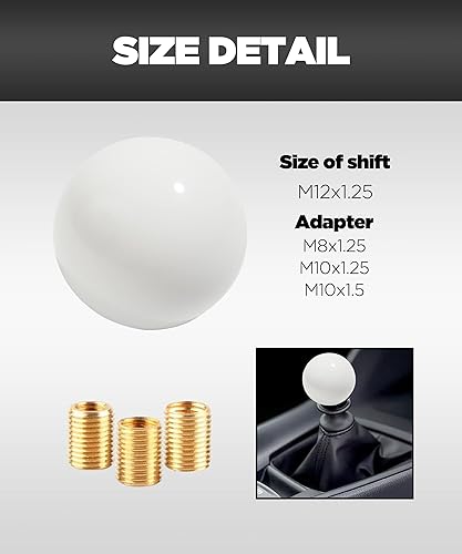 Miniatura 2 de Reswish Pomo de palanca de cambios manual, perilla de palanca de cambios redonda, perilla de palanca de cambios de acrílico, 4 5 6 velocidades con 3