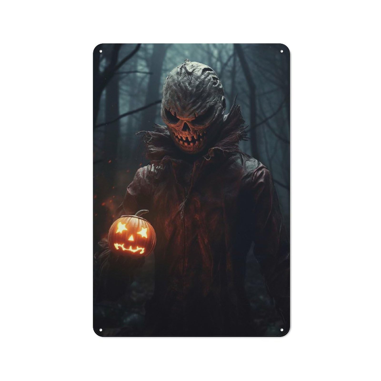 Junmoney Haunting Scarecrow Retro-Style Metal Wall Sign 30X20cm For Pub Or Café, A New Home Present For Hospitality Wall Decor Collectors