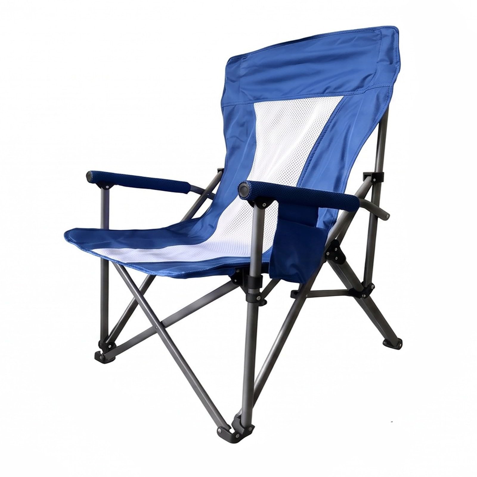 Chaise de Camping Pliable Surdimensionnée Portable avec Porte Gobelets et Accoudoirs Cadre Stable pour Extérieur Intérieur Camping Pêche Couleur Noir Gris E