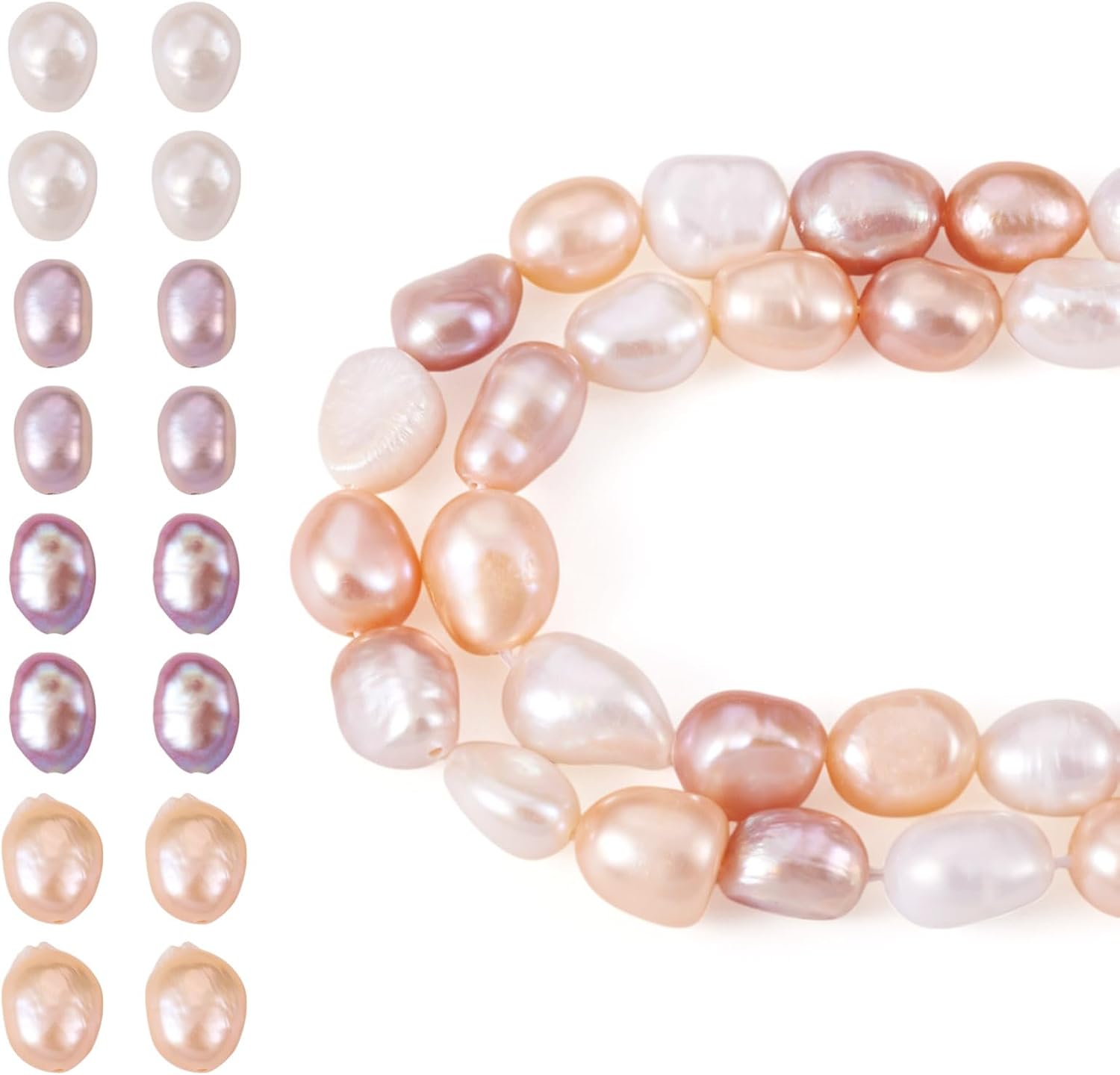 Beadthoven 2 Strands/40pcs Natural Freshwater Pearl Beads 6-7mm Colorful Irregular Nuggets Cultured Baroque Pearls Loose Gemstone Spacers for DIY Bracelet Necklace Jewelry Making Supplies Hole 0.5mm