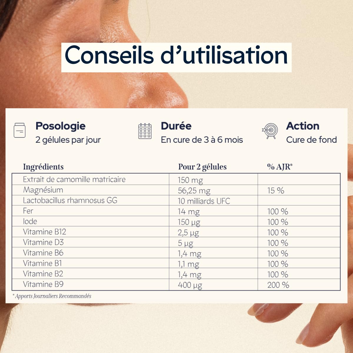 EPYCURE - Cure Essentiel Maternité - Croissance Tissus Maternels et Bien-Être - 100% Naturel - Vitamine B9, Camomille, Lactobacillus, Magnésium, Fer, Iode - 1 Mois - Vegan
