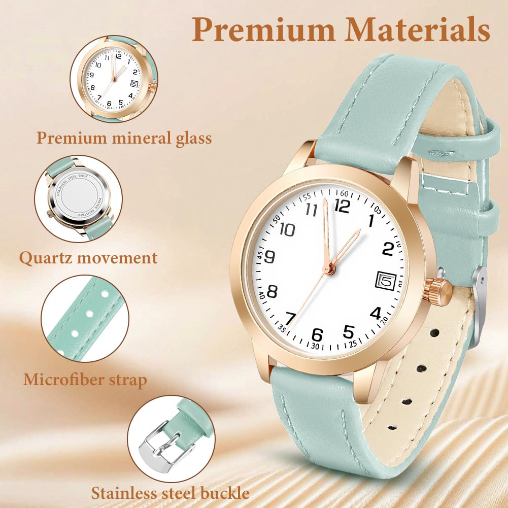OFFCUP Montre Femme Bracelet Cuir Analogique Quartz Poignet Ladies
