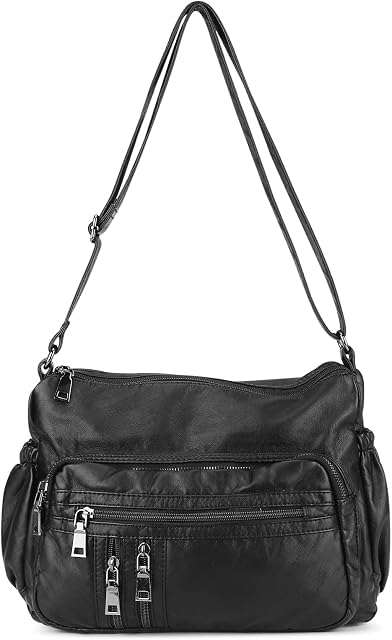 UBORSE Womens Shoulder Bag Soft Washed Leather PU Crossbody Bag Fashion Vintage Hobo Handbag Ladies Tote for Shopping Travel Office